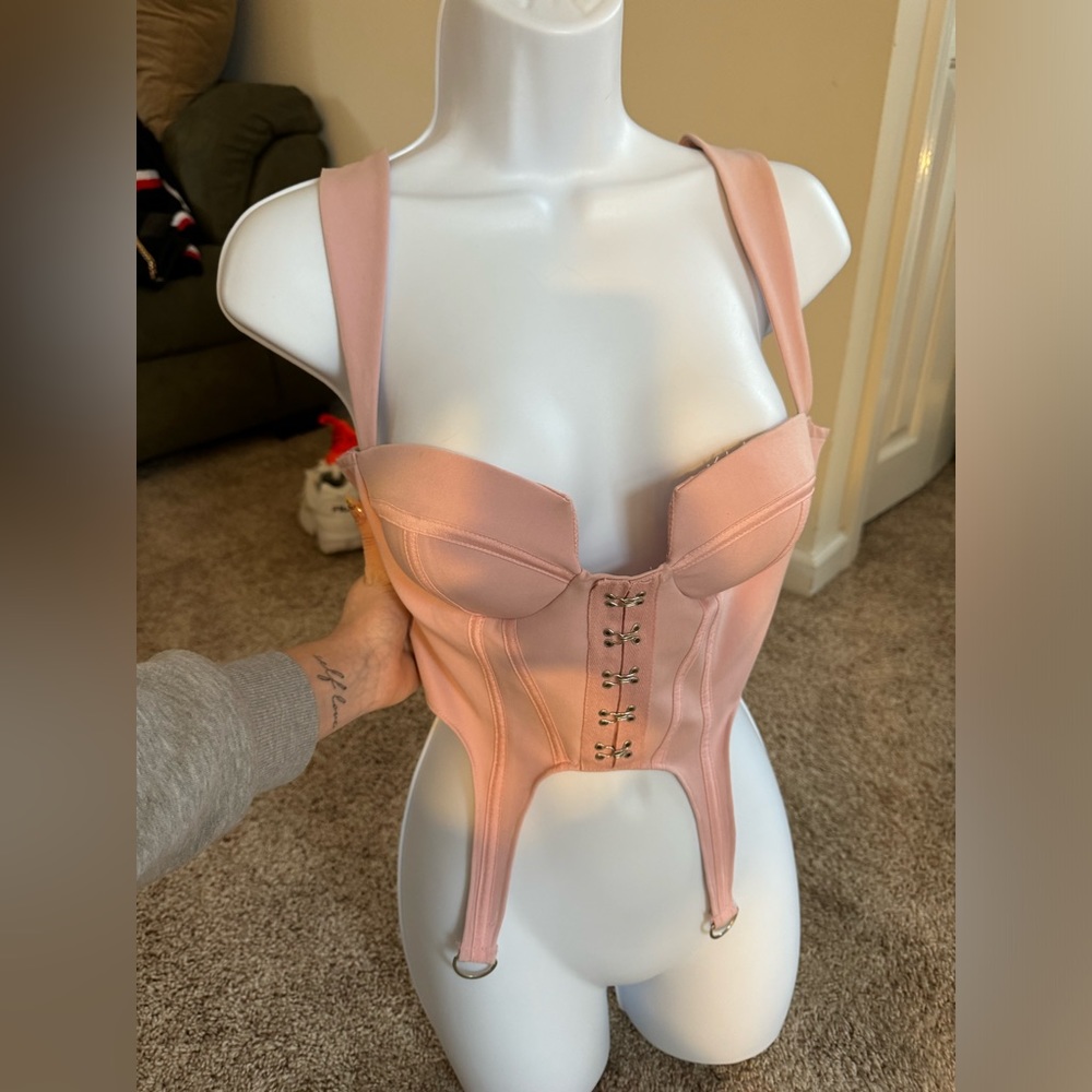 Pink Corset top with Zipup Back Small
